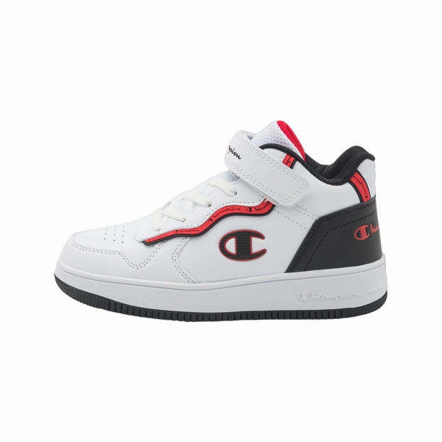 Champion scarpa sneakers alta da bambino Rebound Alter Mid S32724 WW012 bianco-nero-rosso