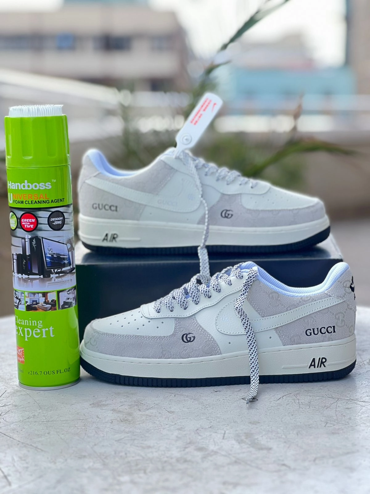 Customized Nike Air Force 1 Low - Off-White & Light Blue Gucci Collab