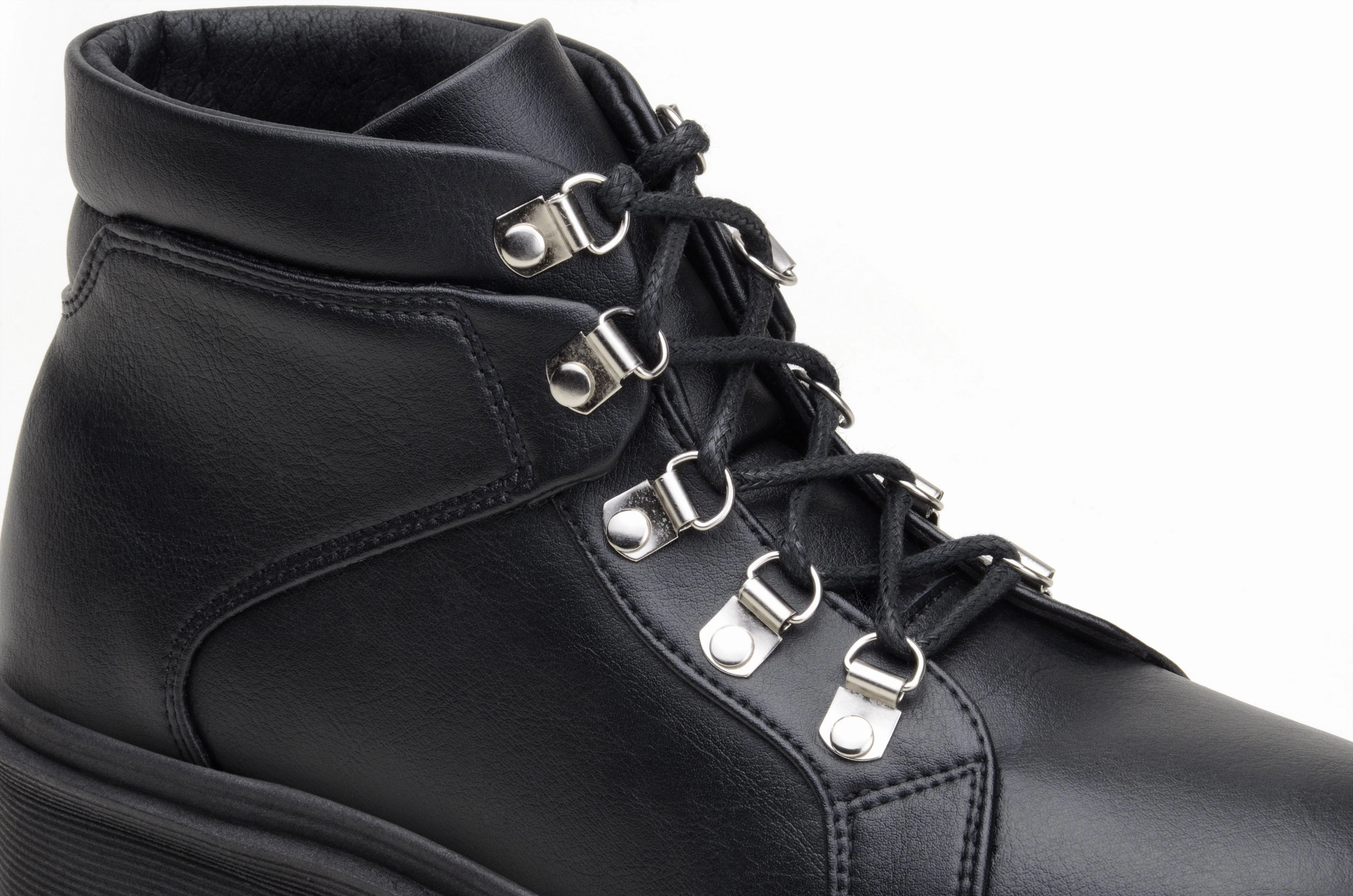 Waterproof Material For Shoes 'Gen' vegan leather lace-up boot by Zette Shoes - black
