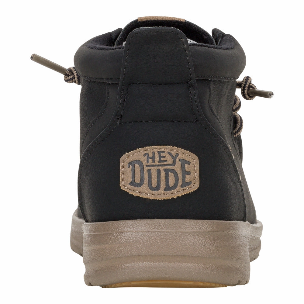 'HEY DUDE' Men's Wally Mid Griper Classic - Black/ Walnut Most Comfortable Lightweight Hiking Shoes