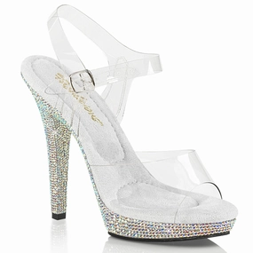  LIP-108DM Clear/Silver Multi RS, 5" Heels (Speed Heels)
