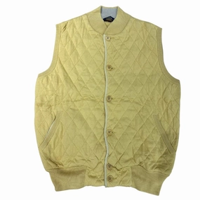 Loro Piana Quilted Button Front Sweater Vest Yellow - Pre-Owned Size M 