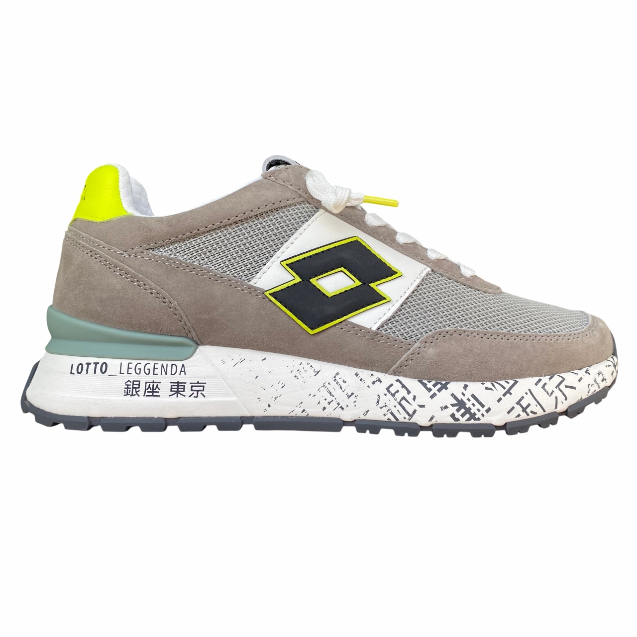  Lotto Leggenda scarpa sneakers da uomo Tokyo Ginza PRT 222656 DCM grigio-nero-verde acacia