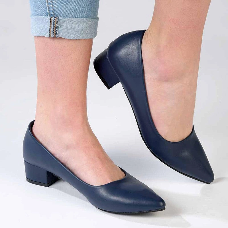 Madison Bernadette Low Block Heel Court - Navy