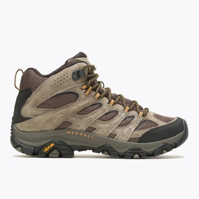 Transverse Waterproof Hiking Shoes 'Merrell' Men's Moab 3 Mid Hiker - Walnut (Wide)