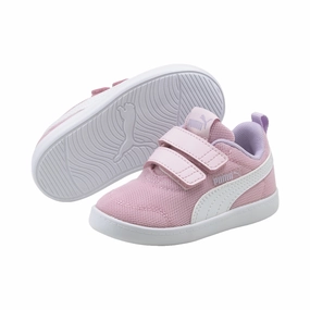 Puma scarpa sneakers in mesh Courtflex v2 371758-08 rosa-bianco 