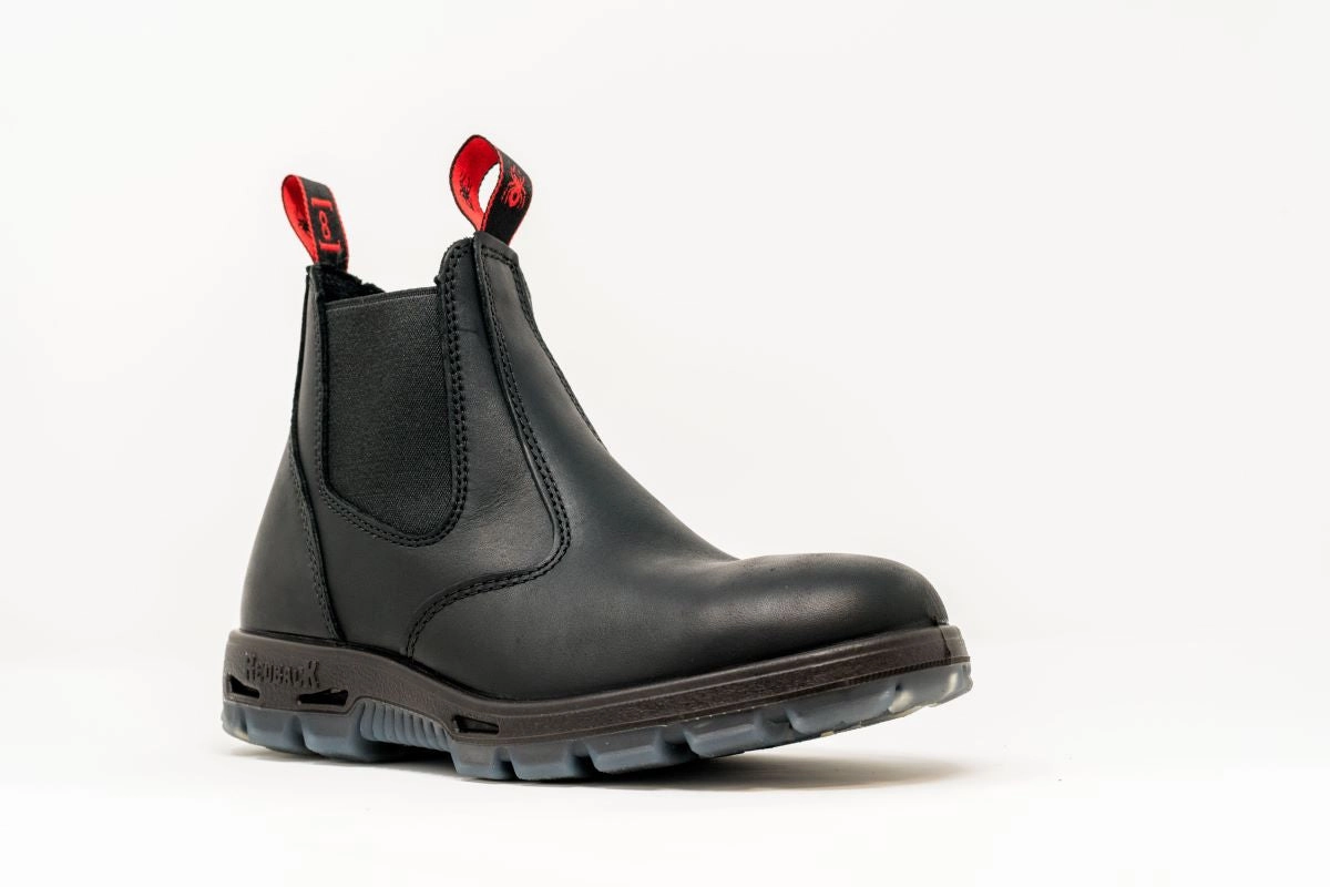 Best Hiking Shoes With Wide Toe Box 'Redback' Men's 6" Easy Escape Romeo Soft Toe - Black Oil Kip