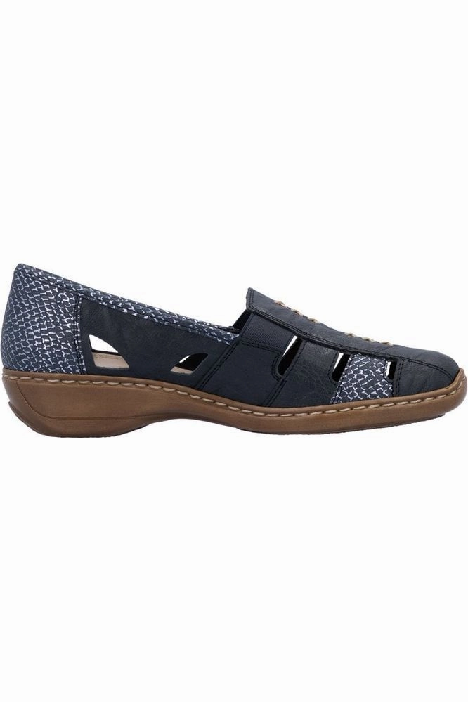 Rieker 41385-15 in blue Ladies summer slip on shoe