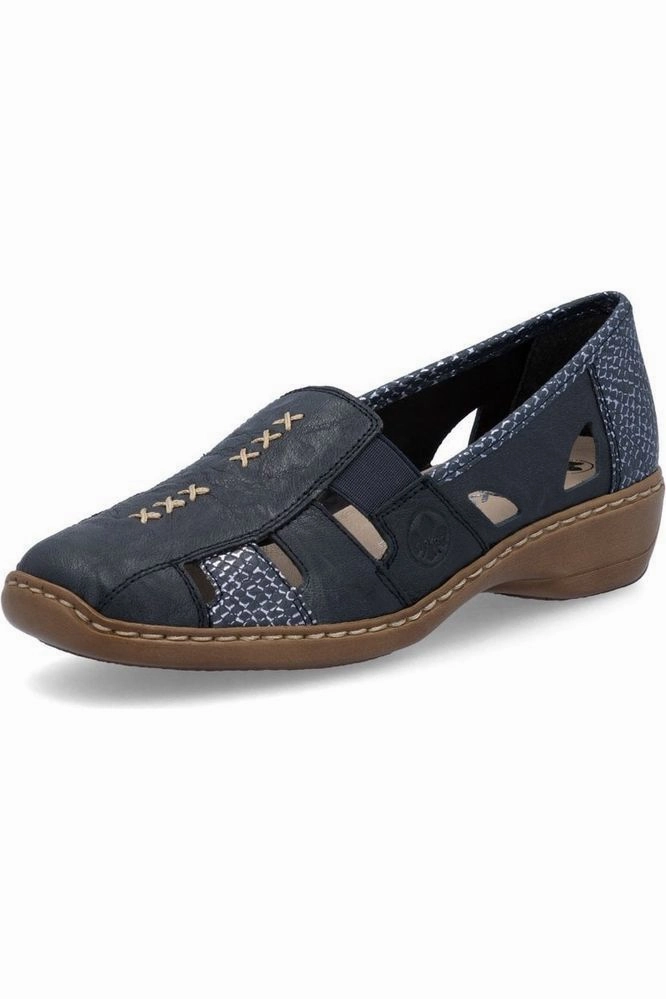 Rieker 41385-15 in blue Ladies summer slip on shoe
