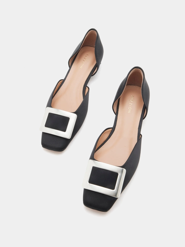 [SALE]Beatrice Silver Square Buckle Heels