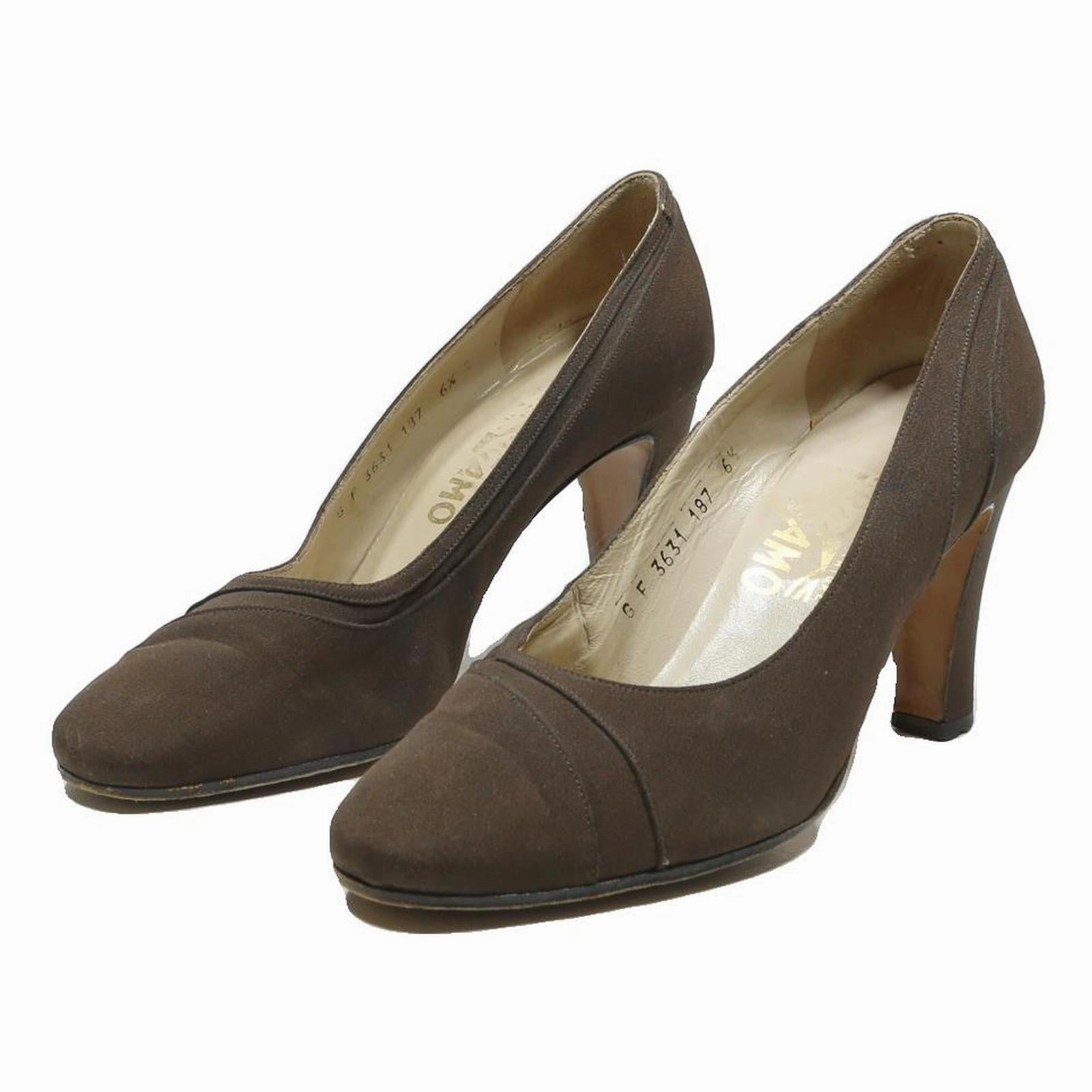 SALVATORE FERRAGAMO Womens Brown Synthetic Classic Court Heels UK 4.5 Elegant