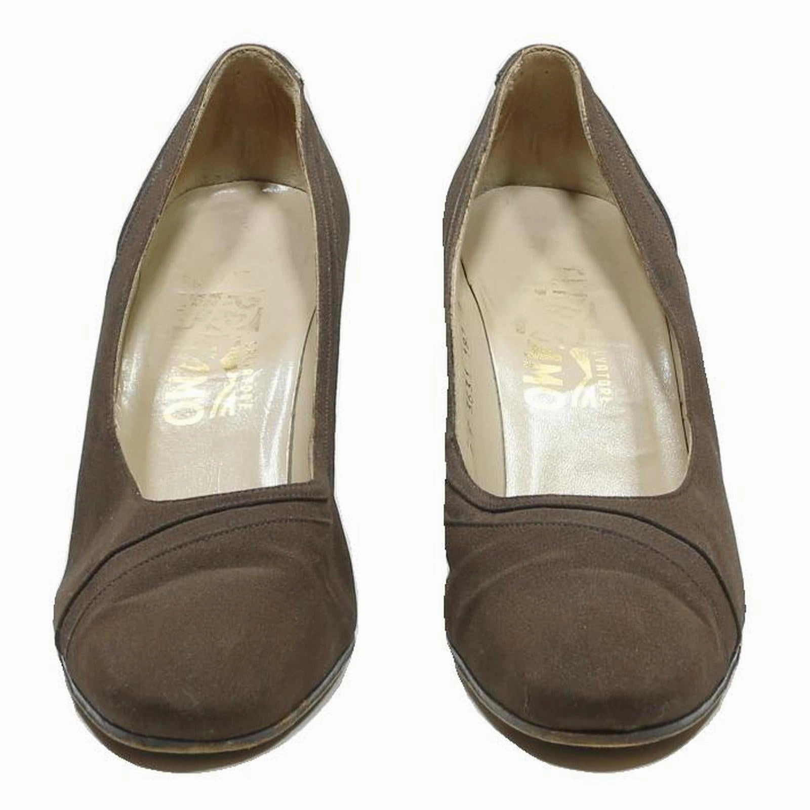 SALVATORE FERRAGAMO Womens Brown Synthetic Classic Court Heels UK 4.5 Elegant