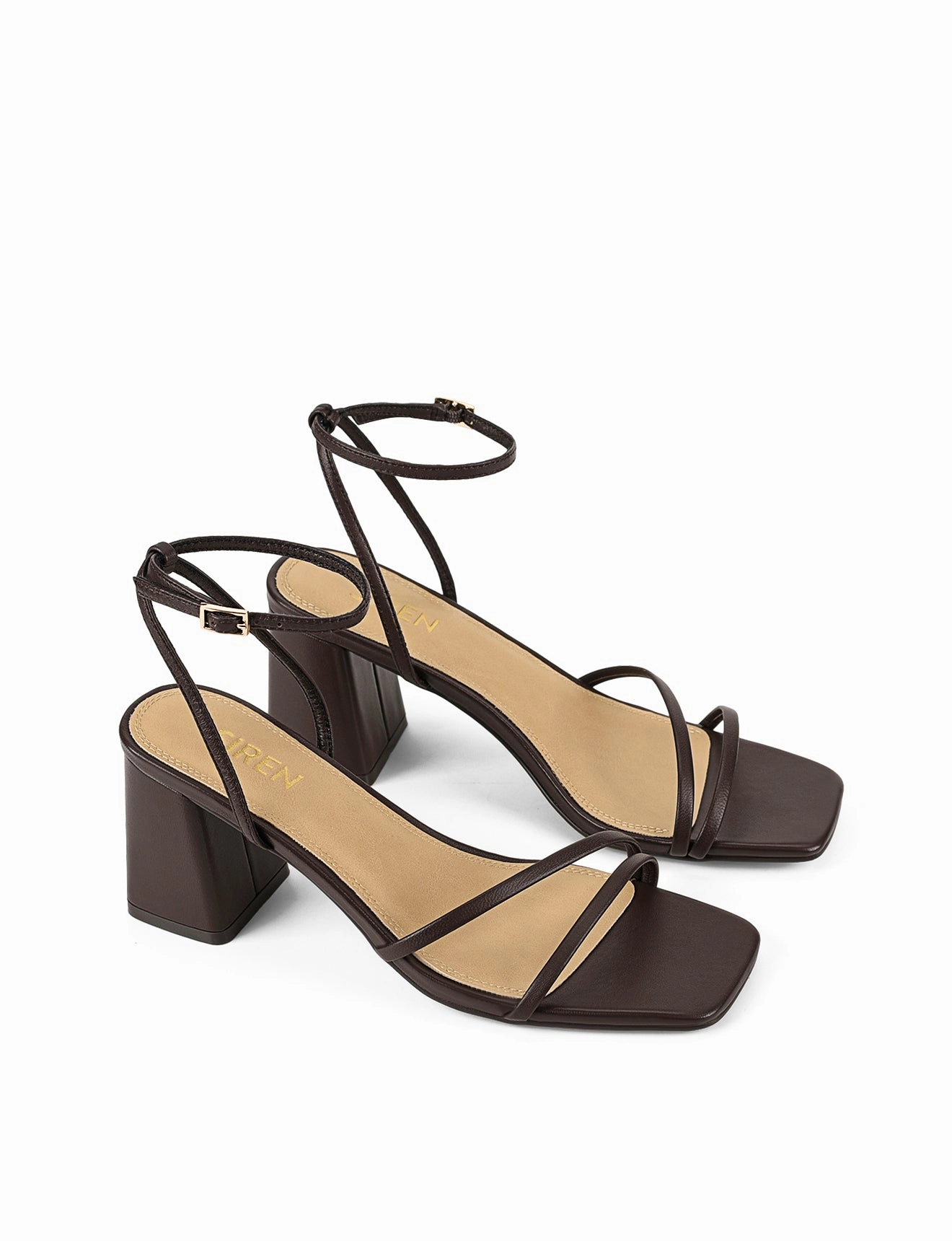 Stacie Block Heel Sandals - Chocolate Brown Leather