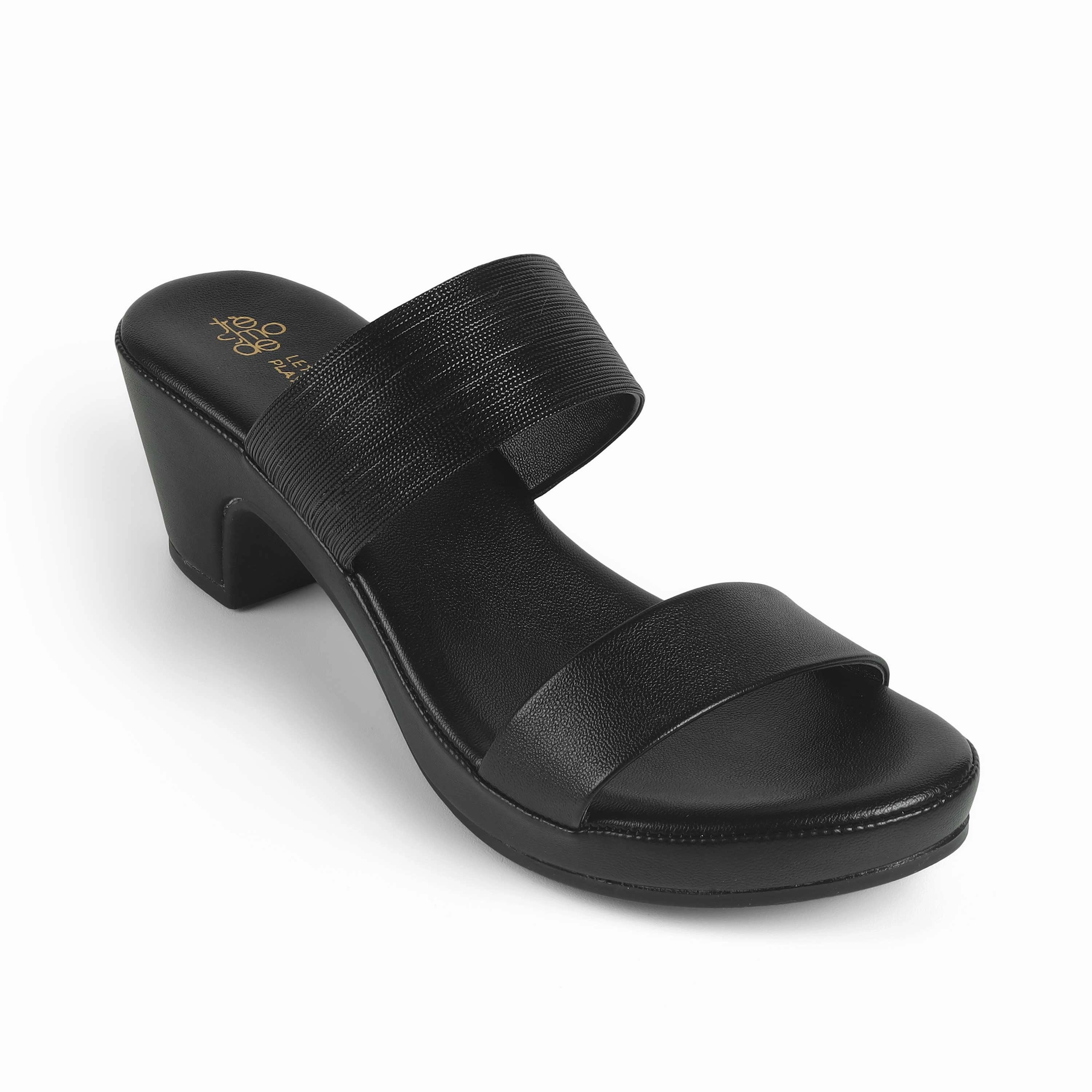 Tresmode Glo Black Women's Dress Block Heel Sandals