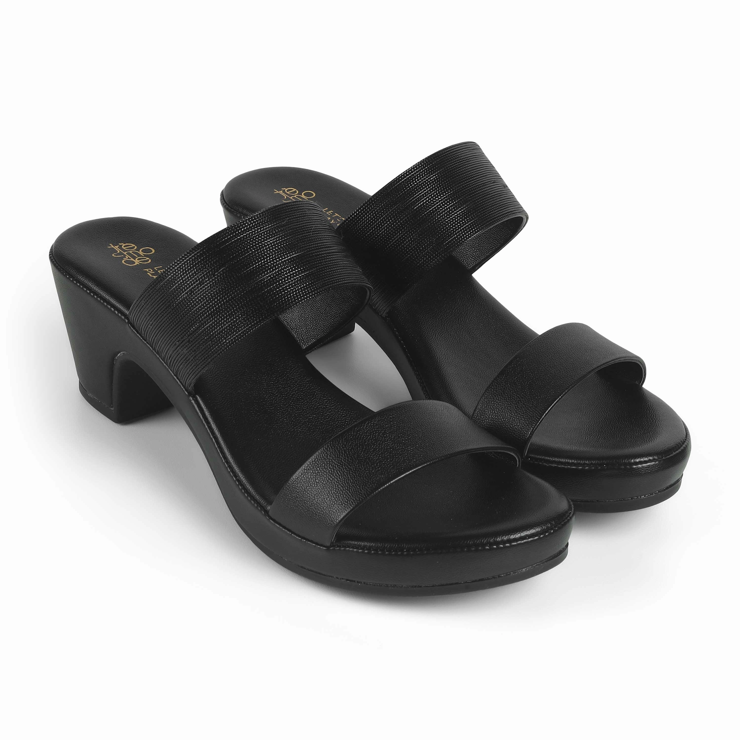 Tresmode Glo Black Women's Dress Block Heel Sandals