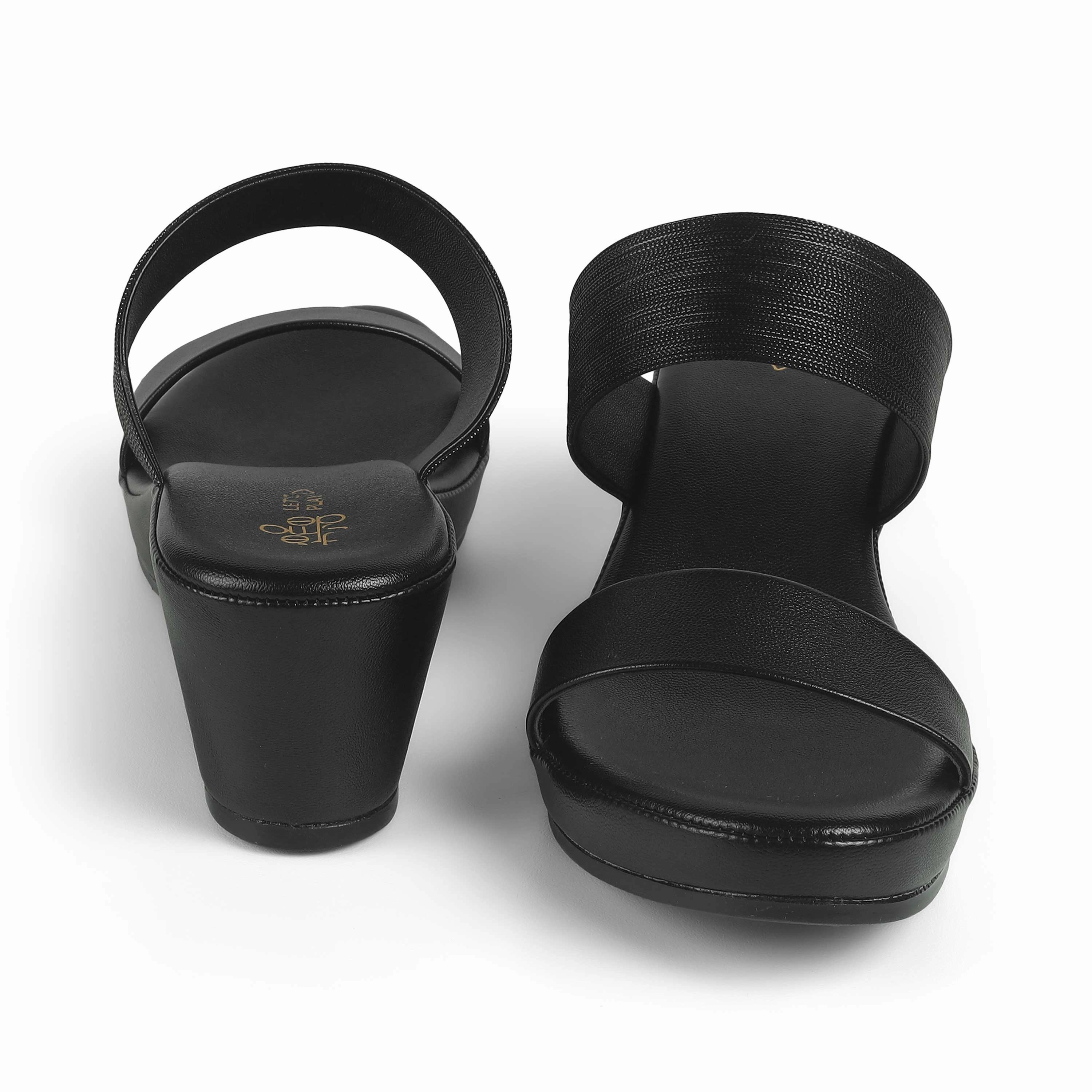 Tresmode Glo Black Women's Dress Block Heel Sandals