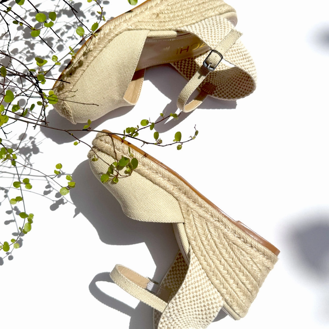 *VITTORIA - beige ankle strap espadrilles