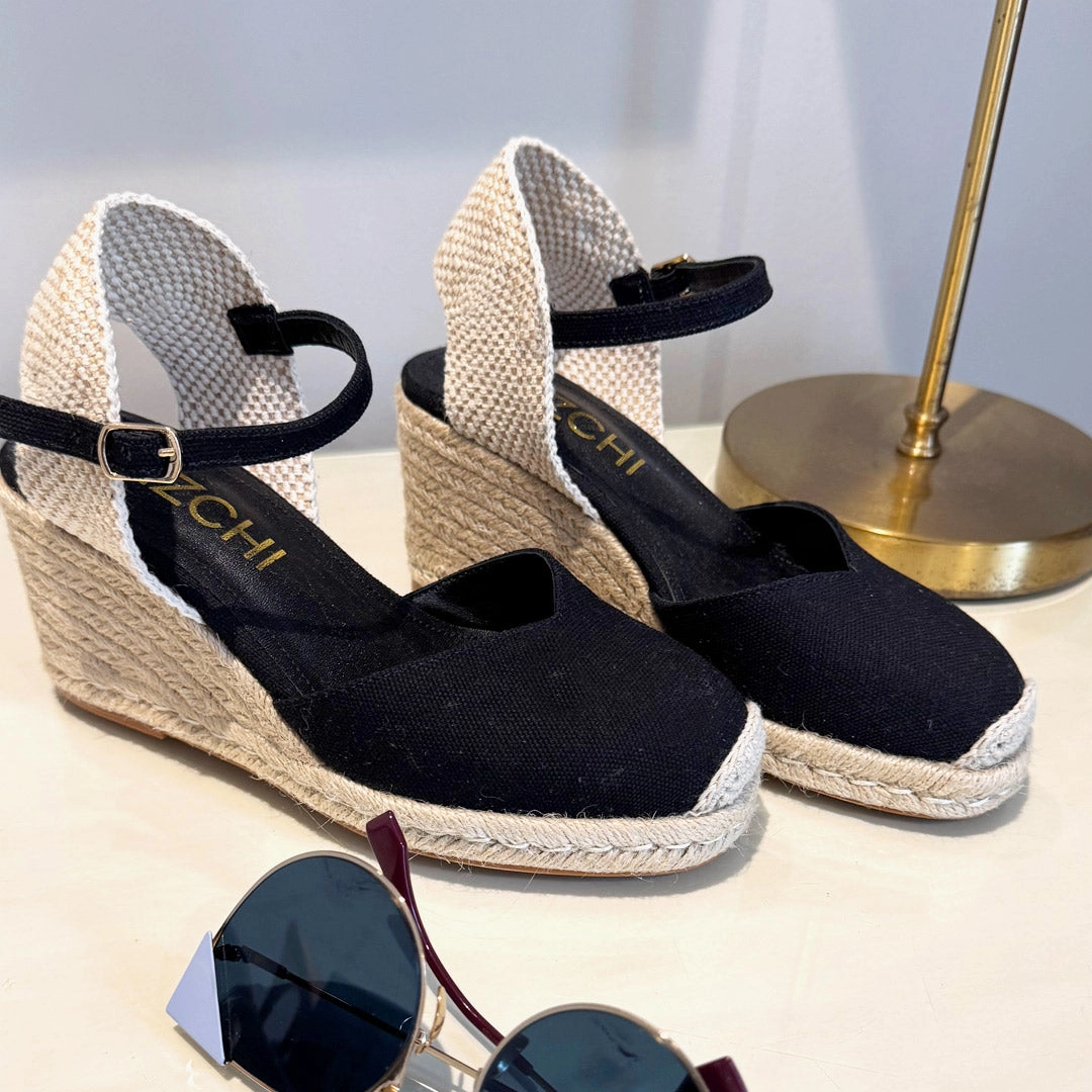 *VITTORIA - black ankle strap espadrilles