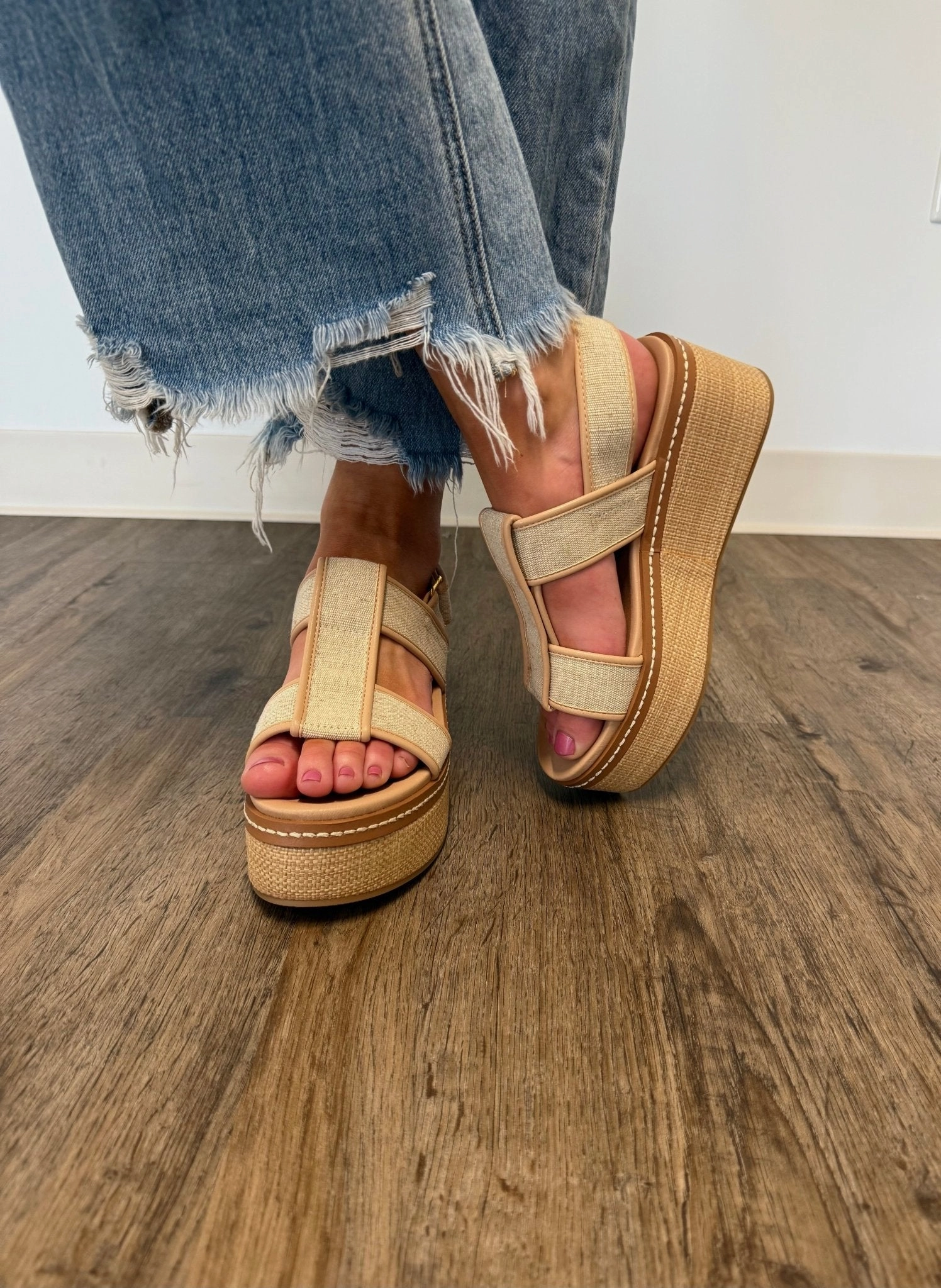 Chinese Laundry Swell Natural Platform Wedge Sandals - FINAL SALE Heel Mule Sandals