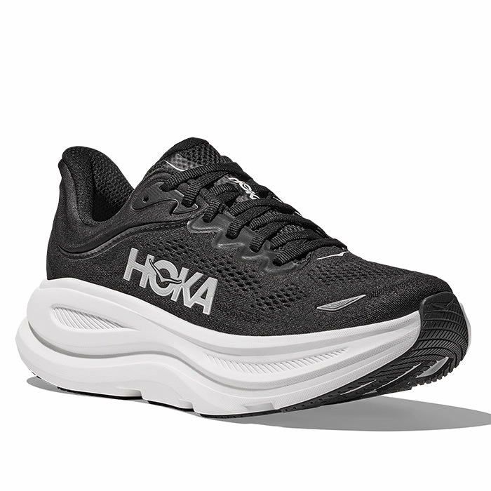 Shoes For Heel Spurs Womens Hoka Bondi 9 Wide in Black/White