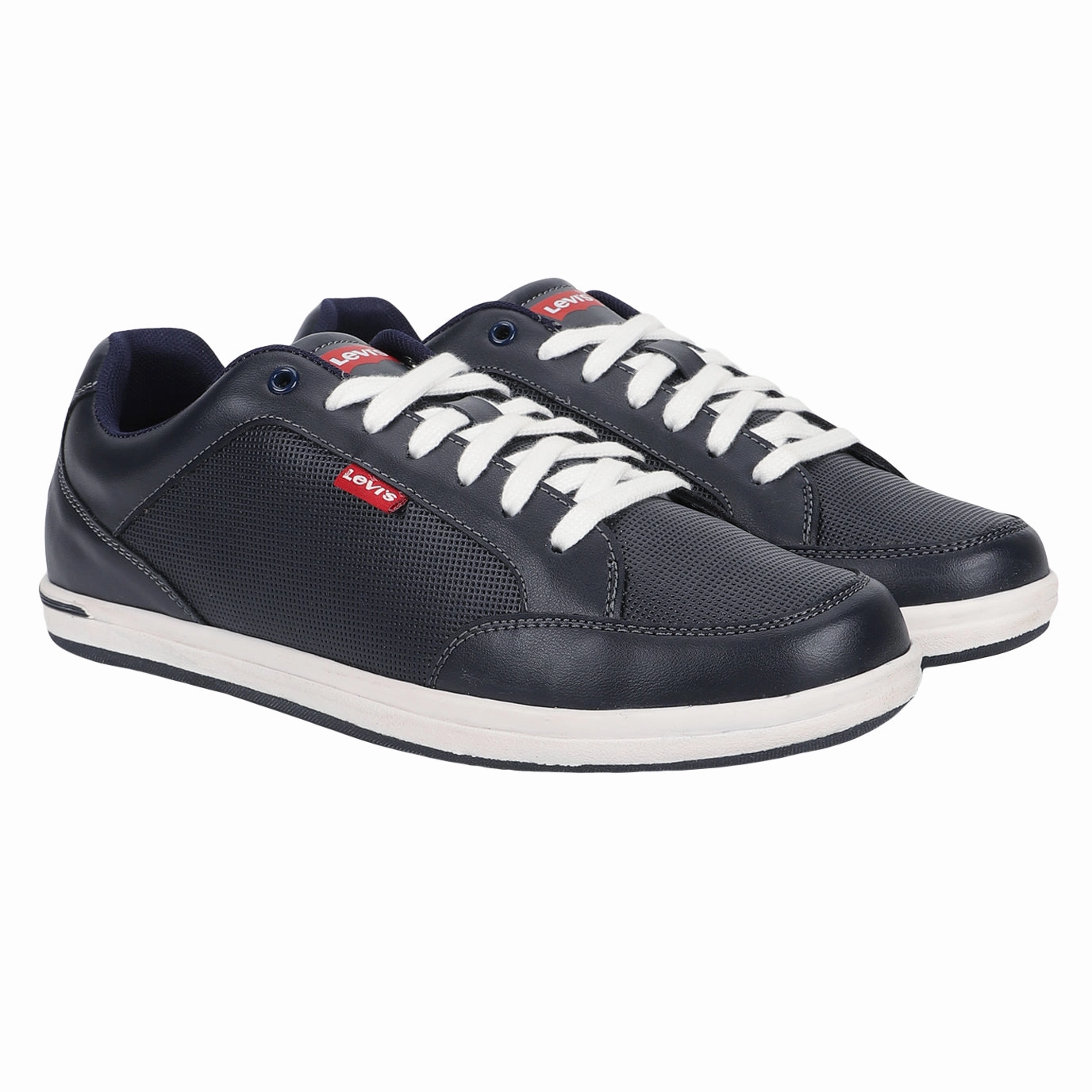 Men's Navy Blue Shoes White Canvas Sneakers