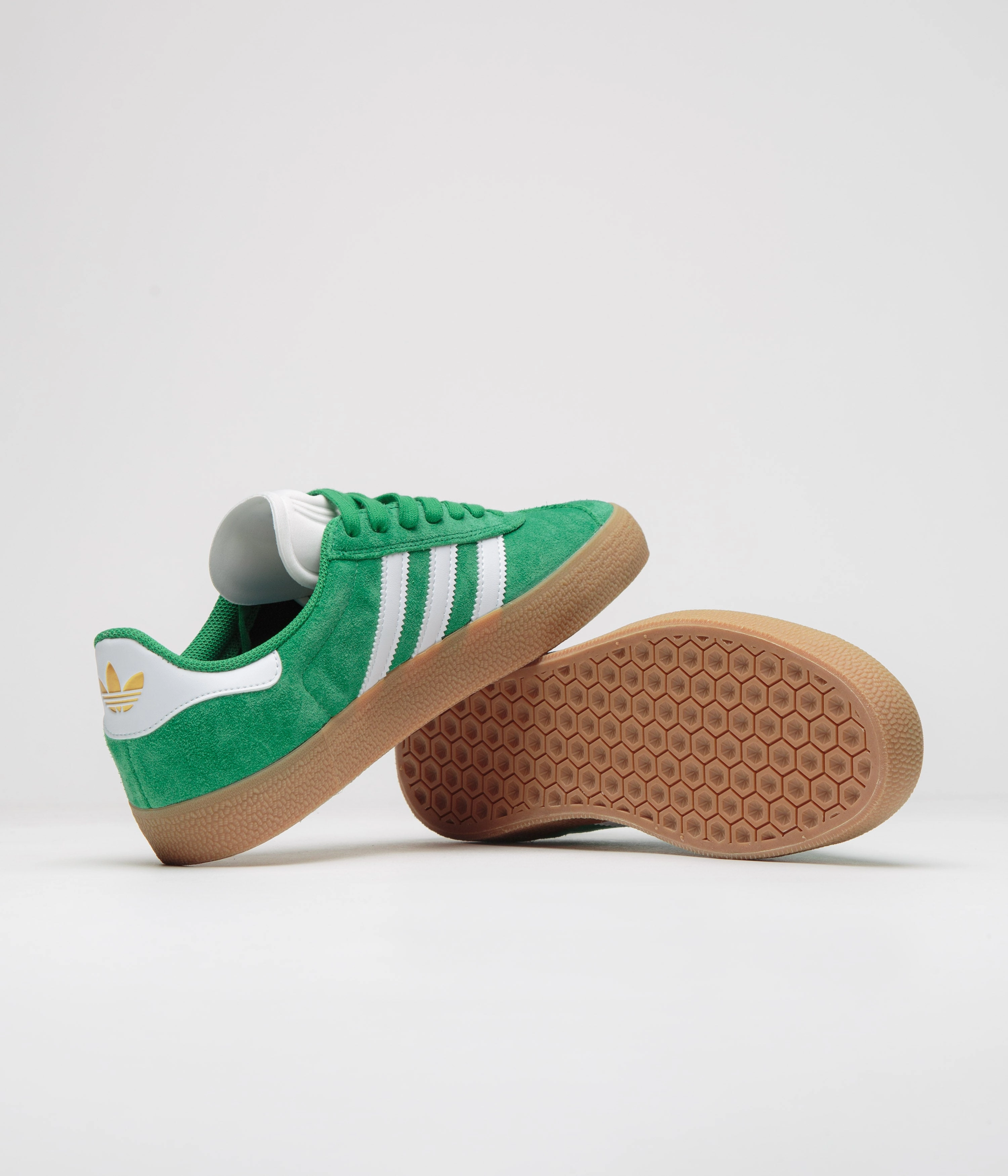 Adidas Gazelle ADV Shoes - Green / Cloud White / Gold Metallic Nmd Adidas Shoes