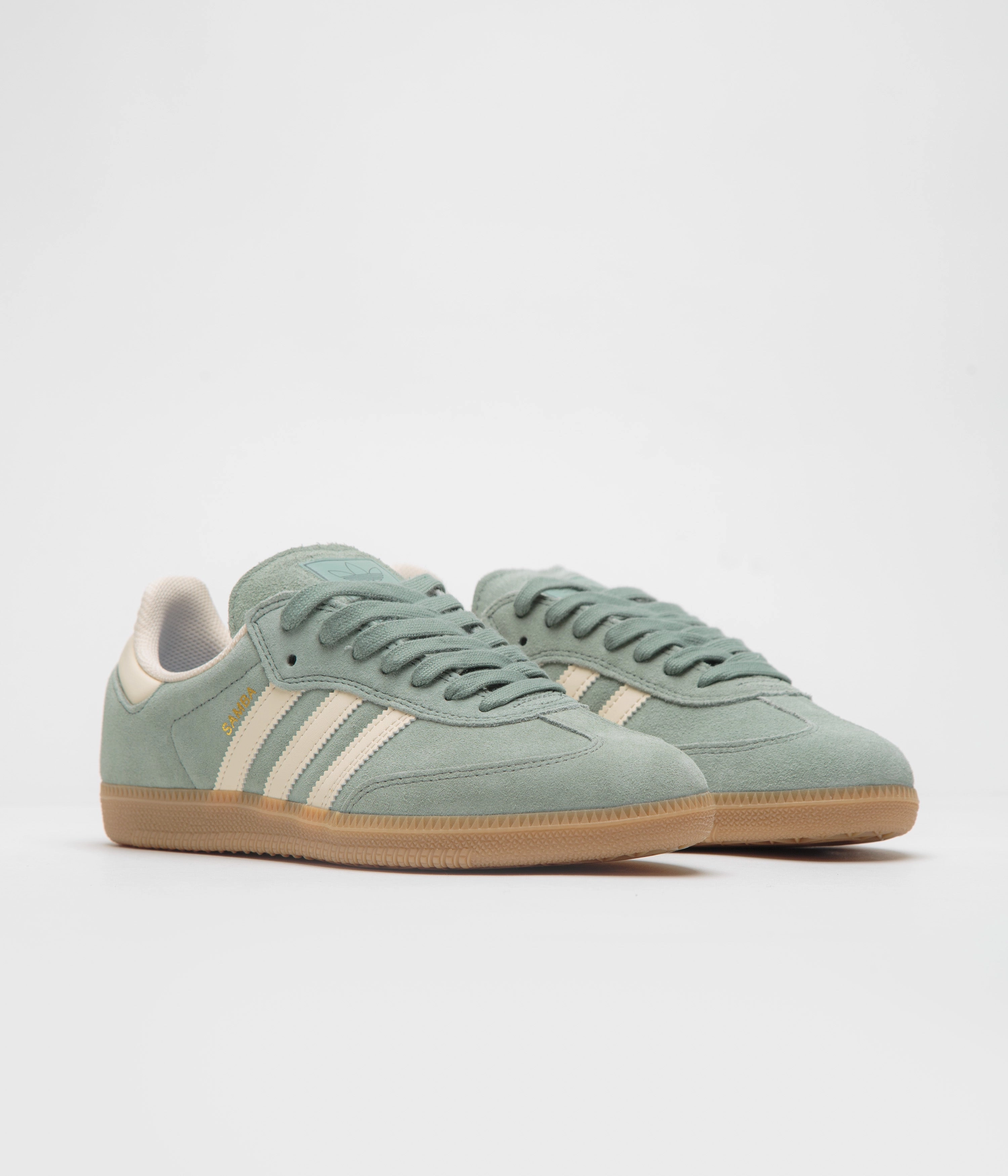 Adidas Samba ADV Shoes - Silver Green / Wonder White / Gold Metallic Adidas Bounce Shoes