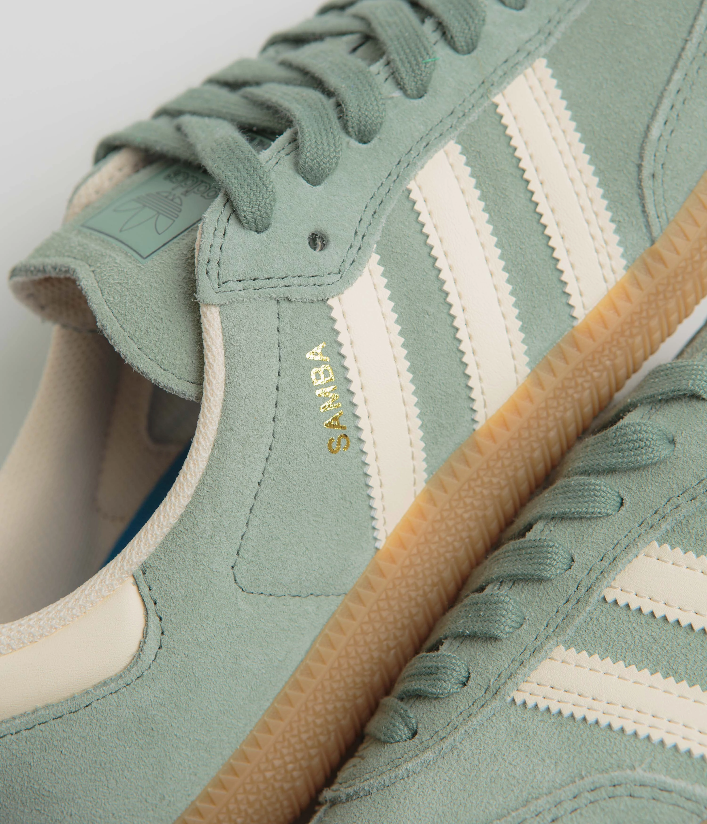 Adidas Samba ADV Shoes - Silver Green / Wonder White / Gold Metallic Stella Mccartney Running Shoes Adidas