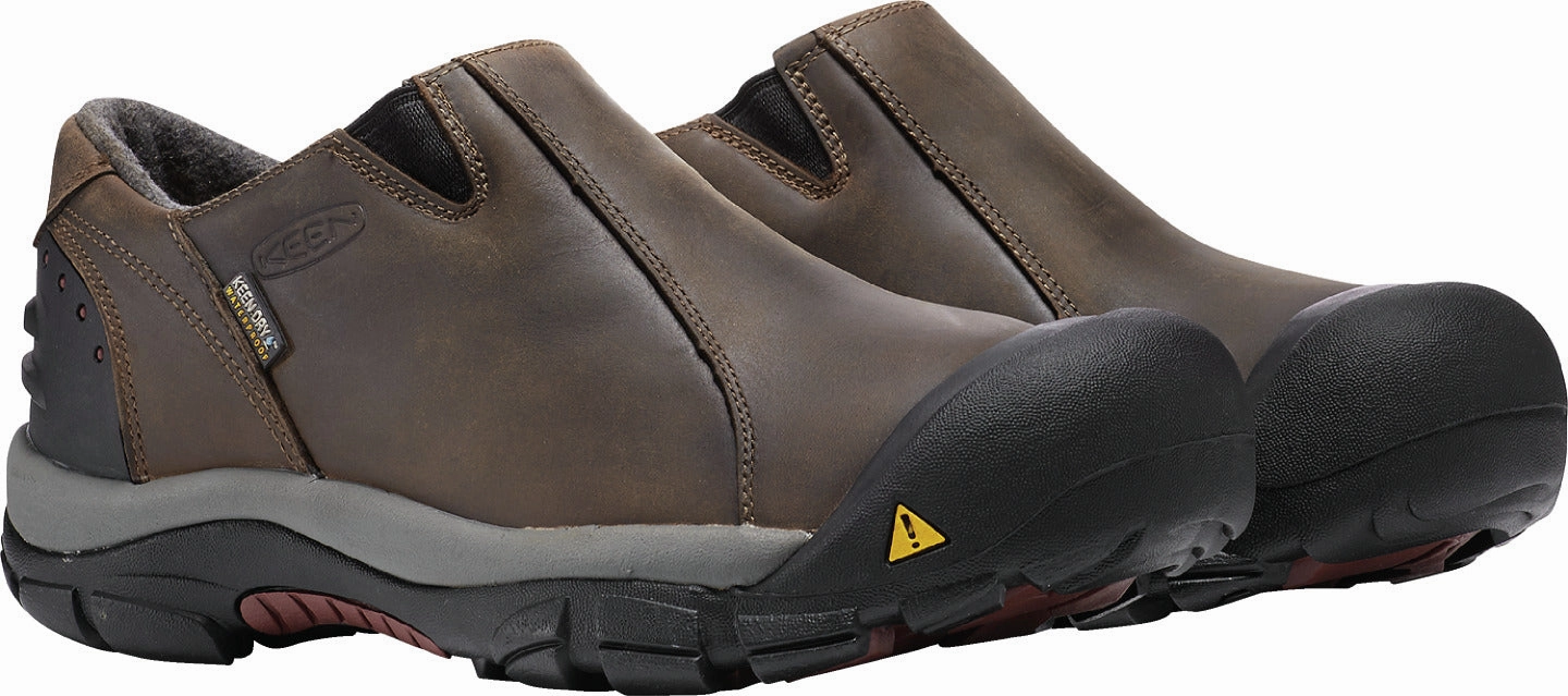 China Hiking Shoes 'Keen Outdoor' Men's Brixen Low 200GR WP Slip On - Slate Black / Madder Brown