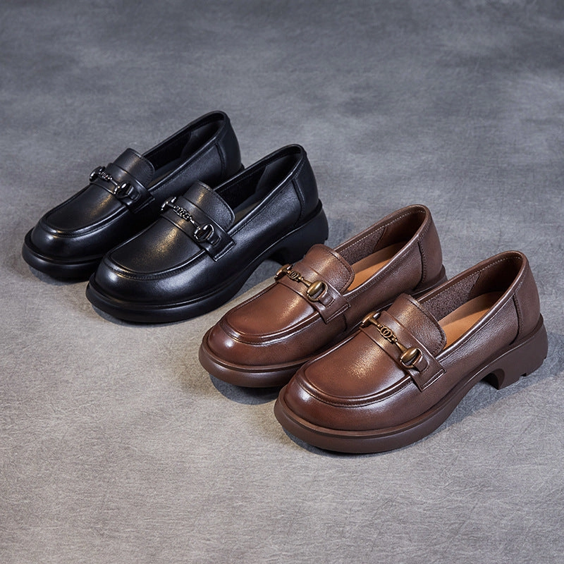 Women Casual Classic Minimalist Leather Loafers Loafers Wedges