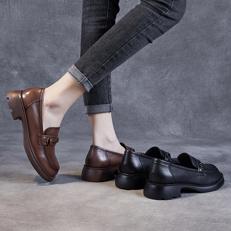 Women Casual Classic Minimalist Leather Loafers Loafers Snakeskin