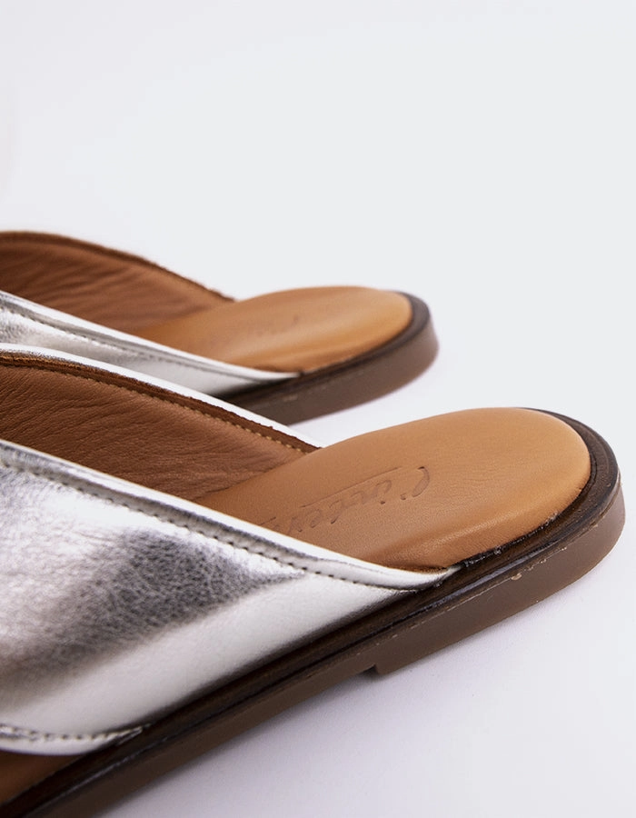 Marigny Silver Metal Peep Toe Sandals