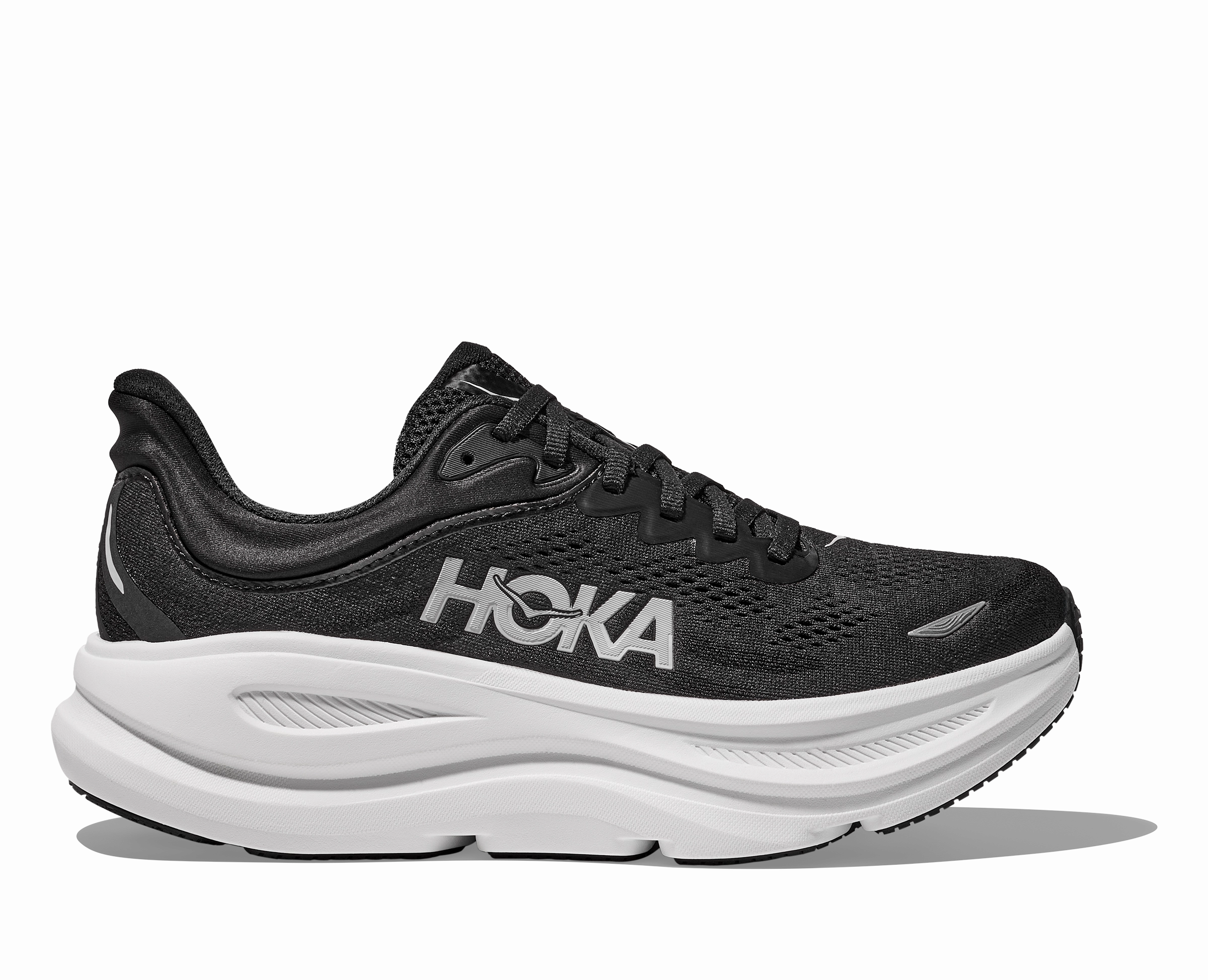 HOKA Women's Bondi 9 - BLACK / WHITE Running Shoes For Toe Box