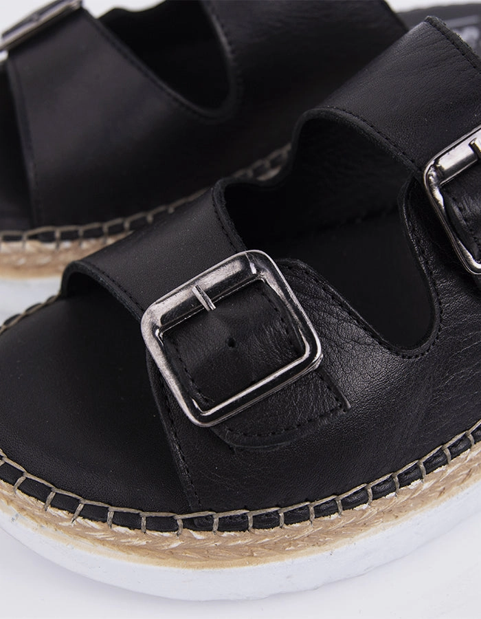 Arandel Black Leather Sandals Grande Antigua