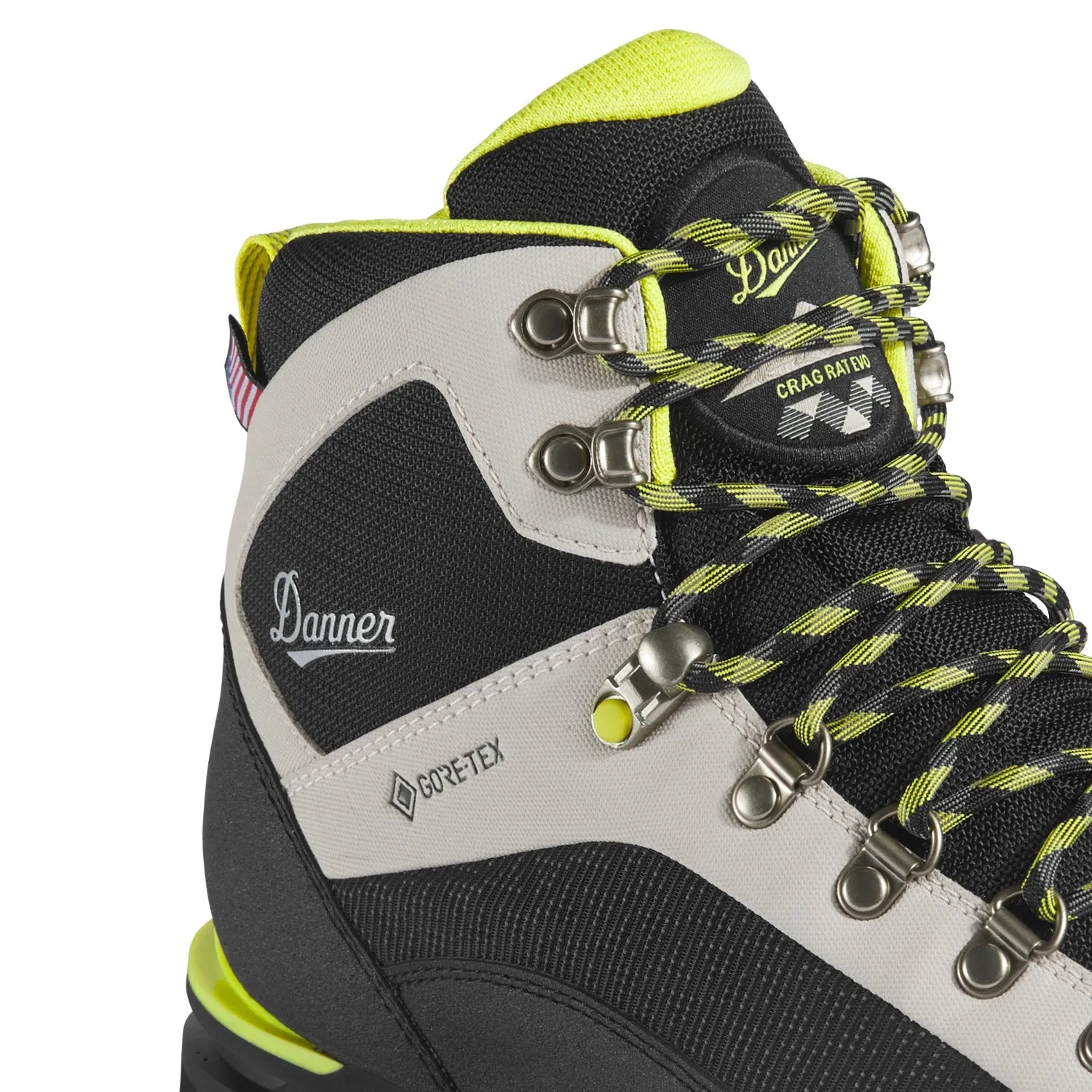 Danner Mens Crag Rat EVO Ice/Yellow Faux Leather Hiking Boots Annex Hiking Shoes