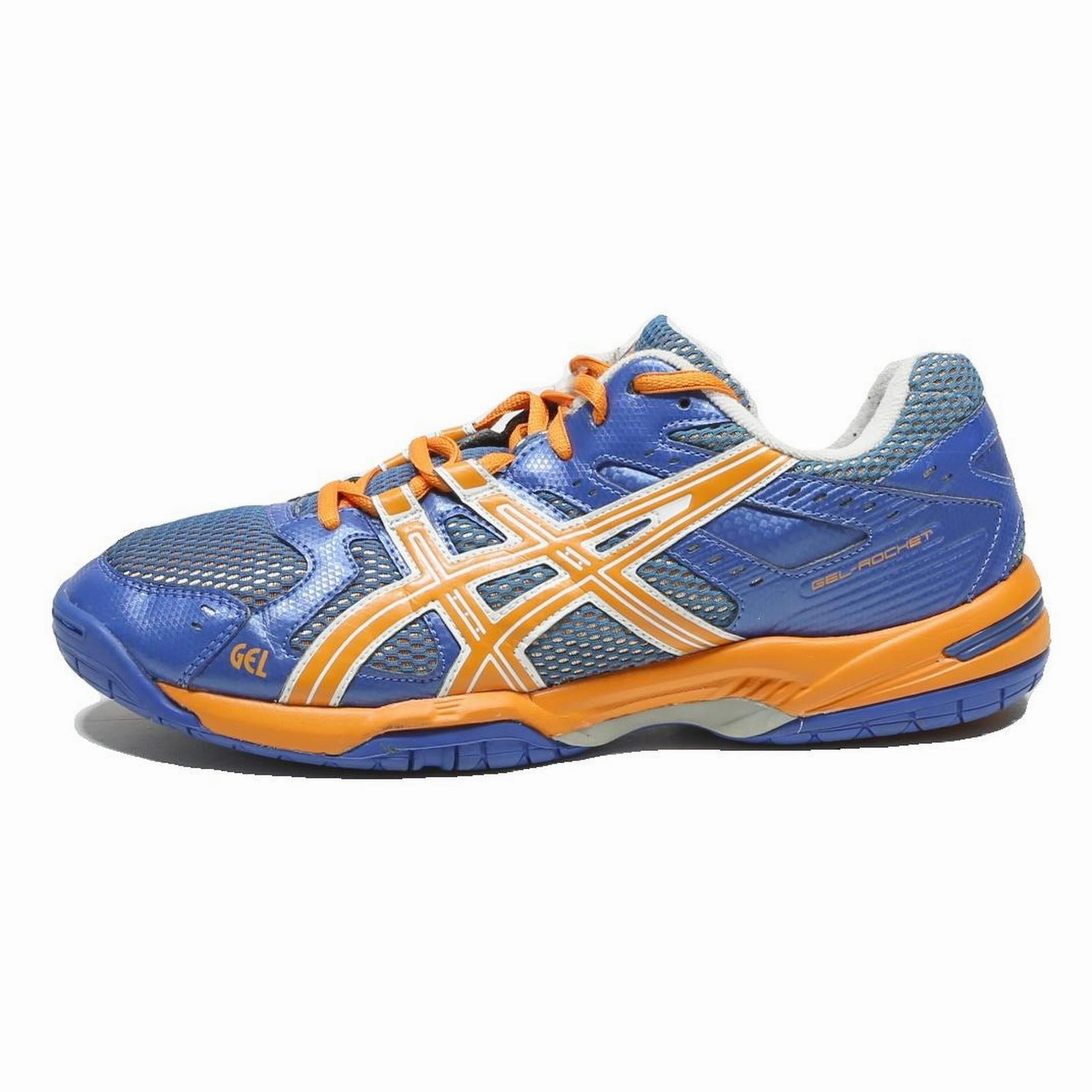 ASICS Gel Rocket Mens Low Top Trainers Blue & Orange Synthetic UK 9 Sports Asics Gel Athletic Shoes