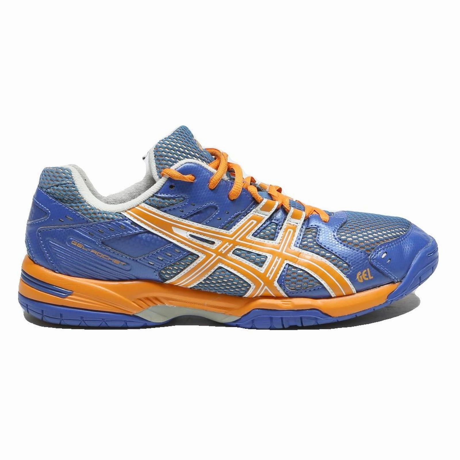 ASICS Gel Rocket Mens Low Top Trainers Blue & Orange Synthetic UK 9 Sports Top 10 Asics Running Shoes