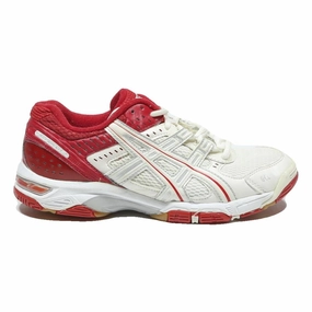 ASICS Gel Rocket Mens Low Top Trainers White & Red Synthetic UK 7 Indoor Court Asics Gel Kayano Walking Shoes