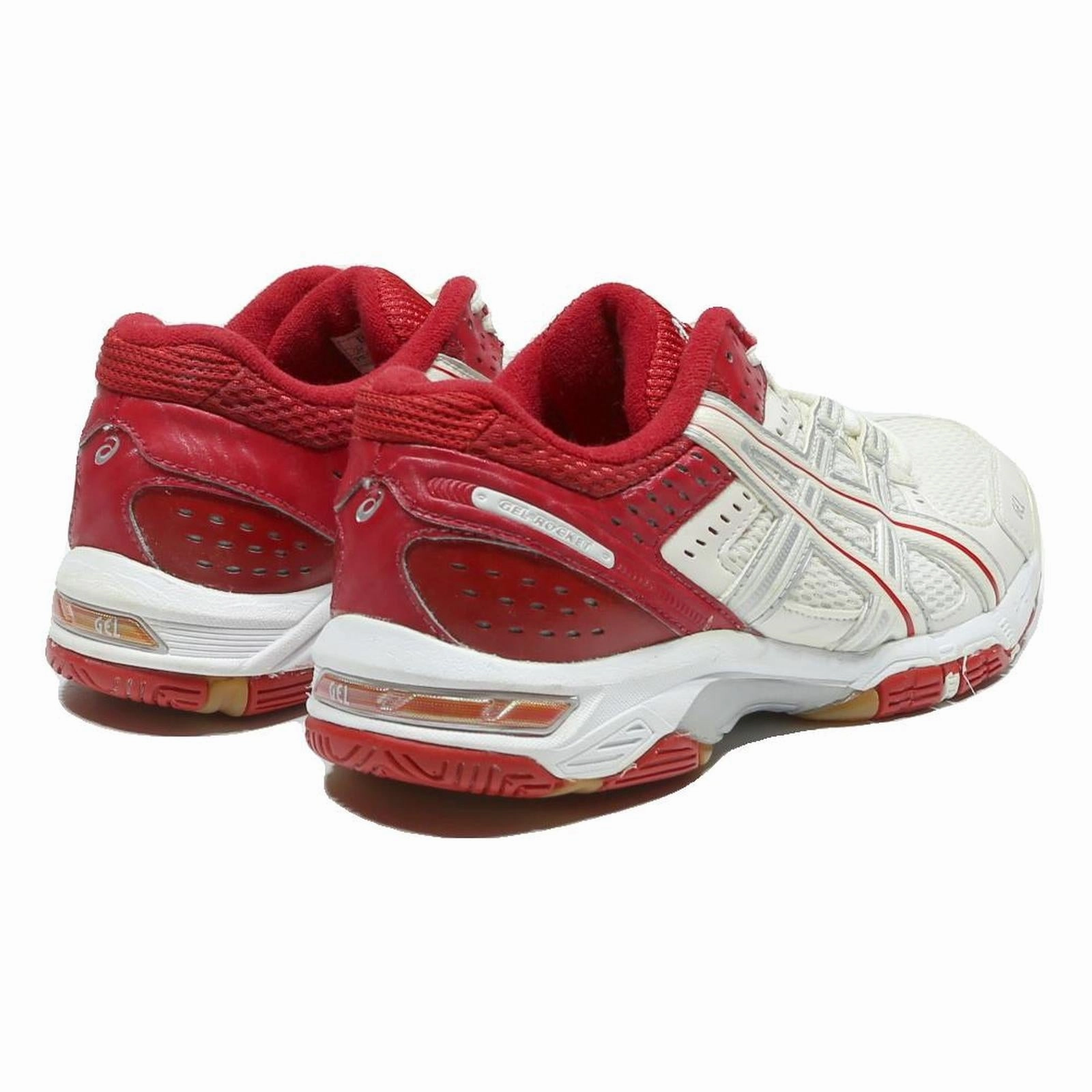 ASICS Gel Rocket Mens Low Top Trainers White & Red Synthetic UK 7 Indoor Court Asics Solution Speed Flytefoam 2 Tennis Shoes