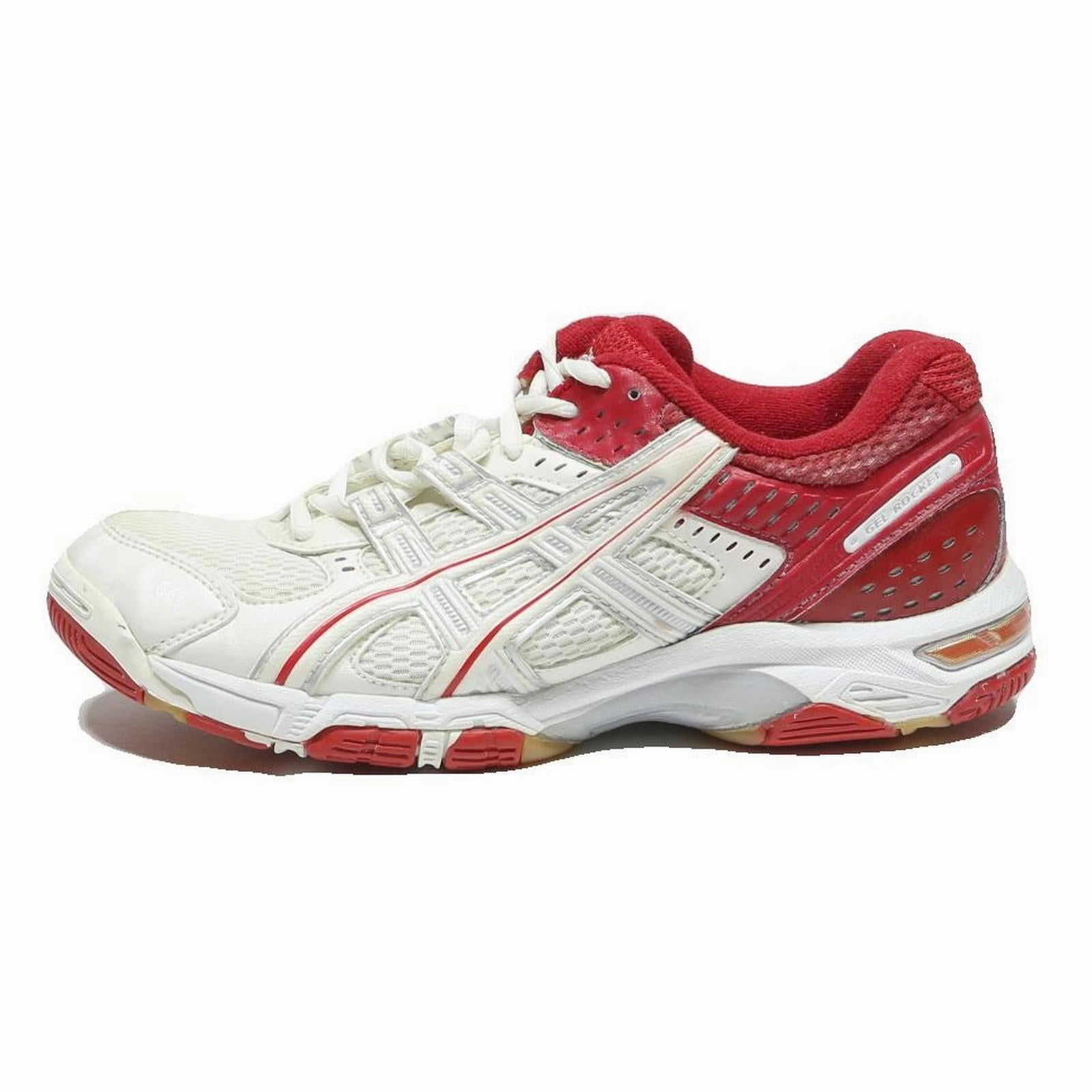Shop Asics Running Shoes ASICS Gel Rocket Mens Low Top Trainers White & Red Synthetic UK 7 Indoor Court