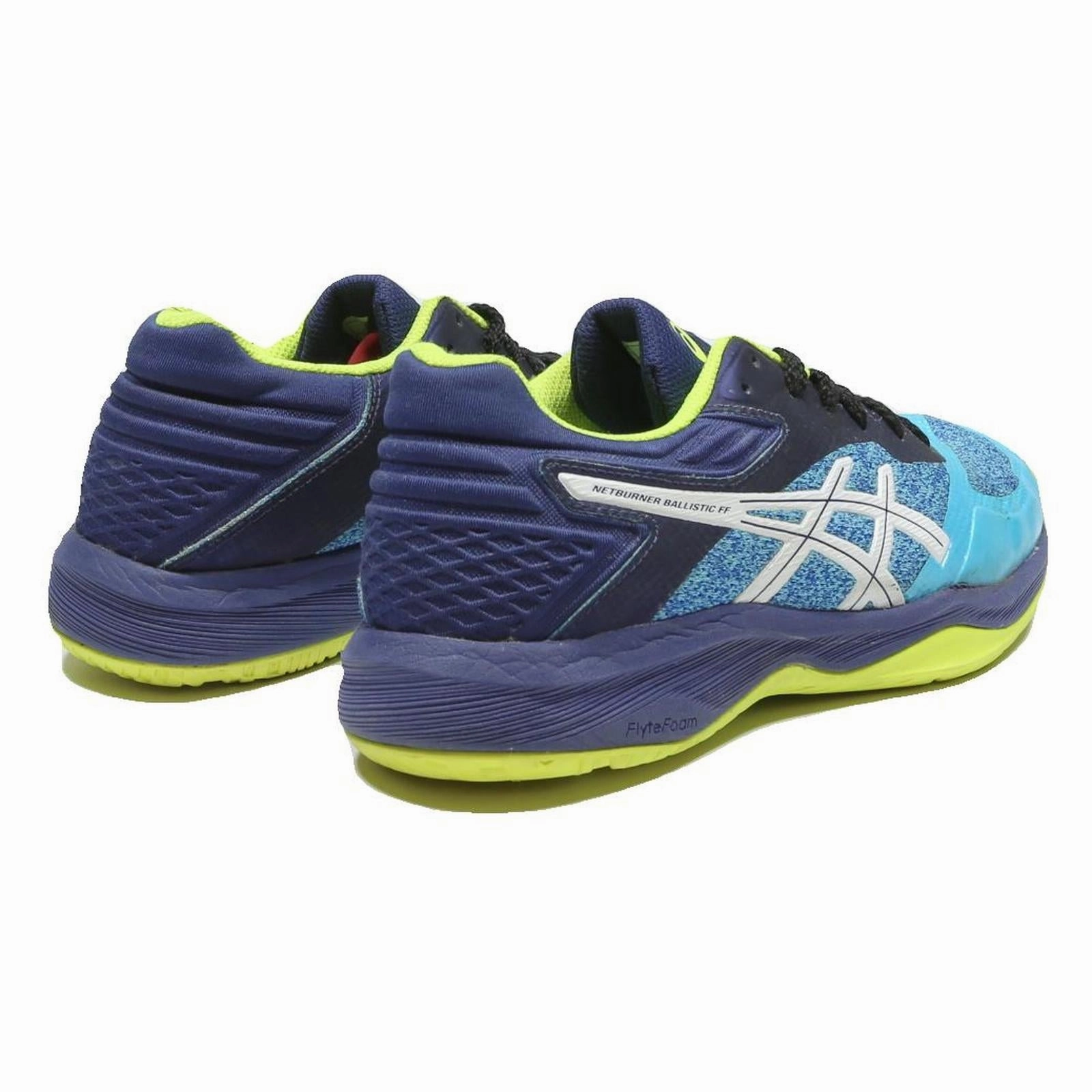 Sale On Asics Running Shoes ASICS Netburner Ballistic FF Mens Low Top Trainers Blue & Yellow Synthetic UK