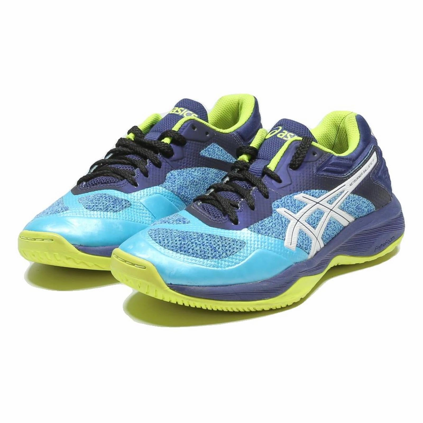 Best Asics Shoes ASICS Netburner Ballistic FF Mens Low Top Trainers Blue & Yellow Synthetic UK