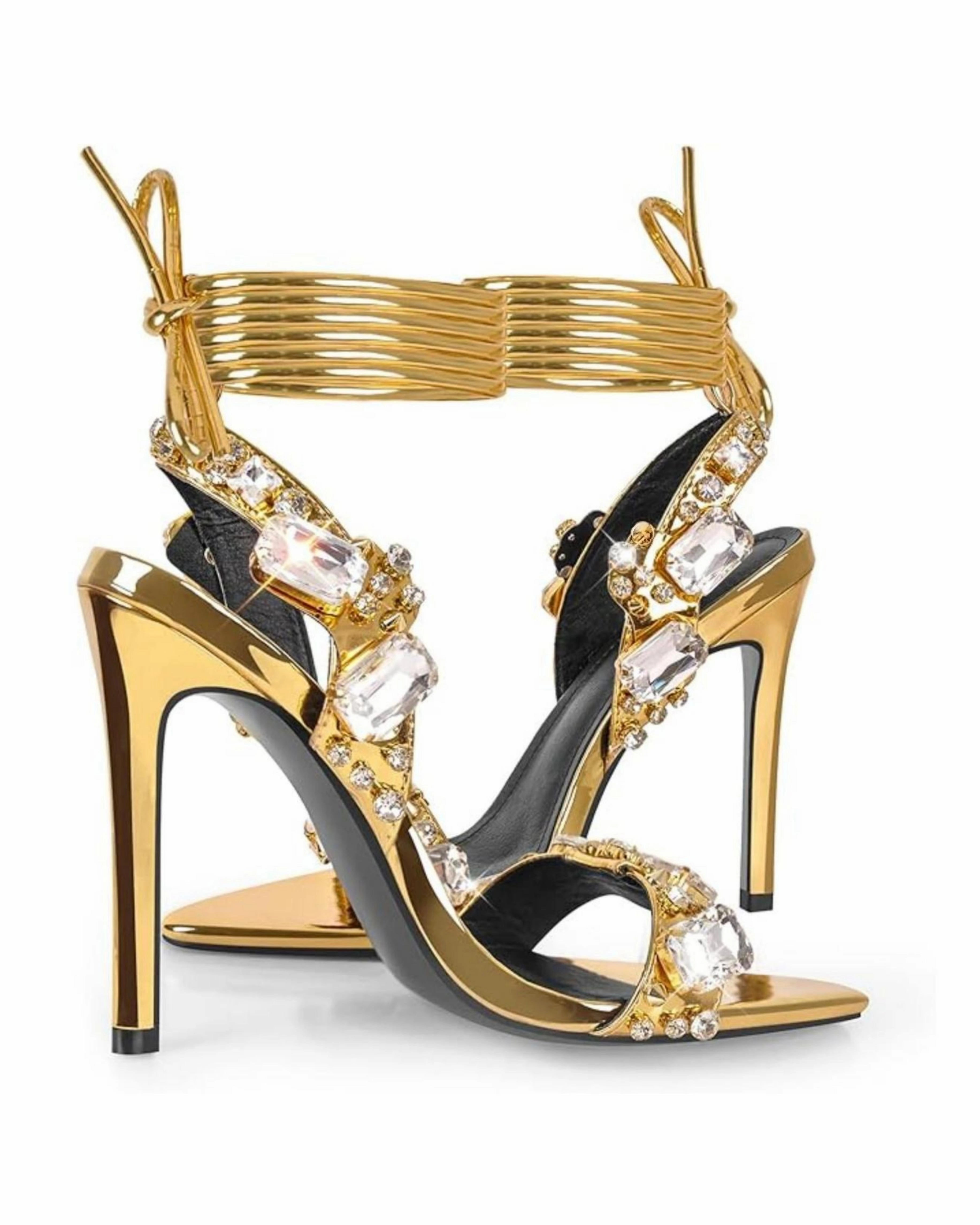 At- Gold & Crystal adorned heels.