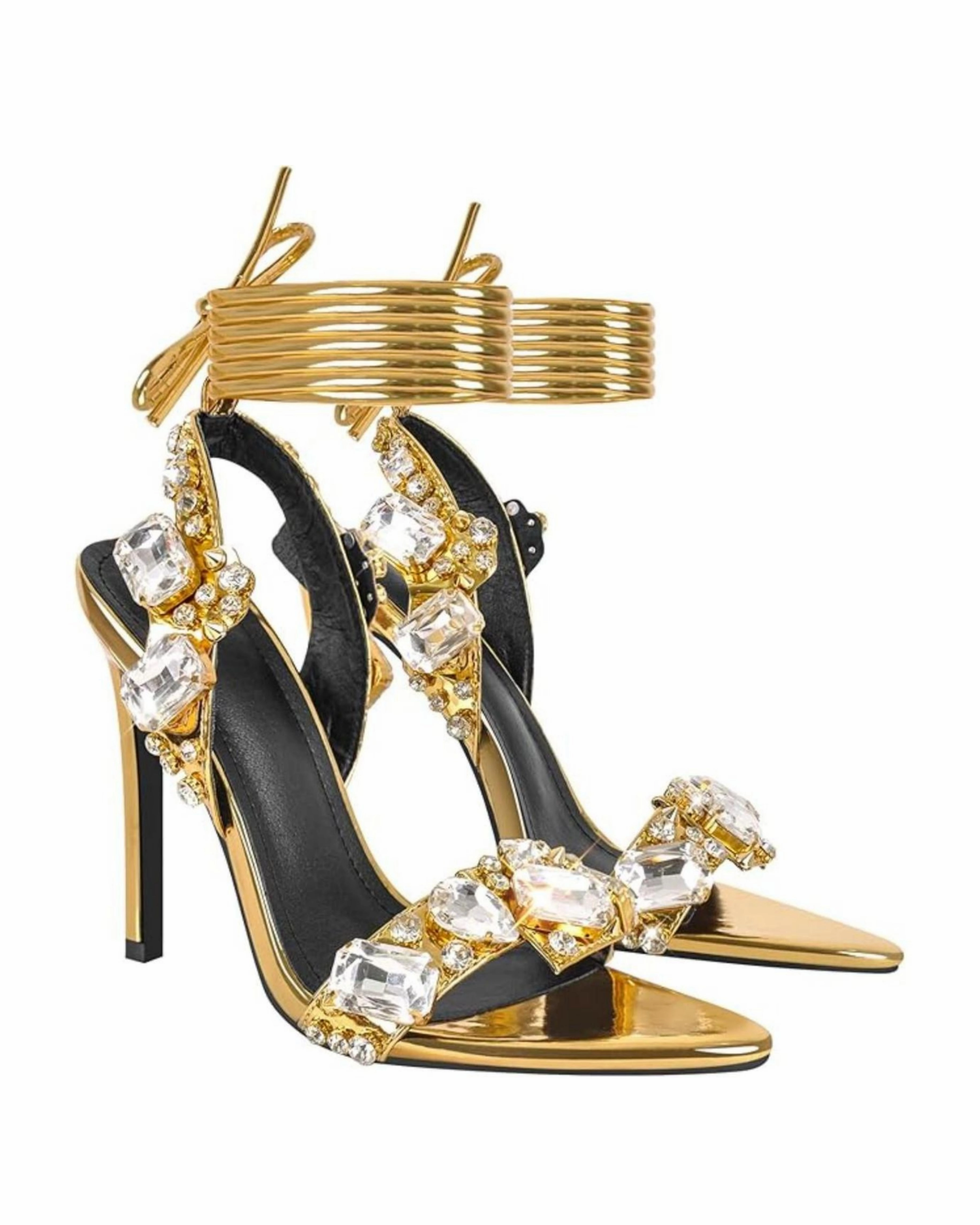 At- Gold & Crystal adorned heels.