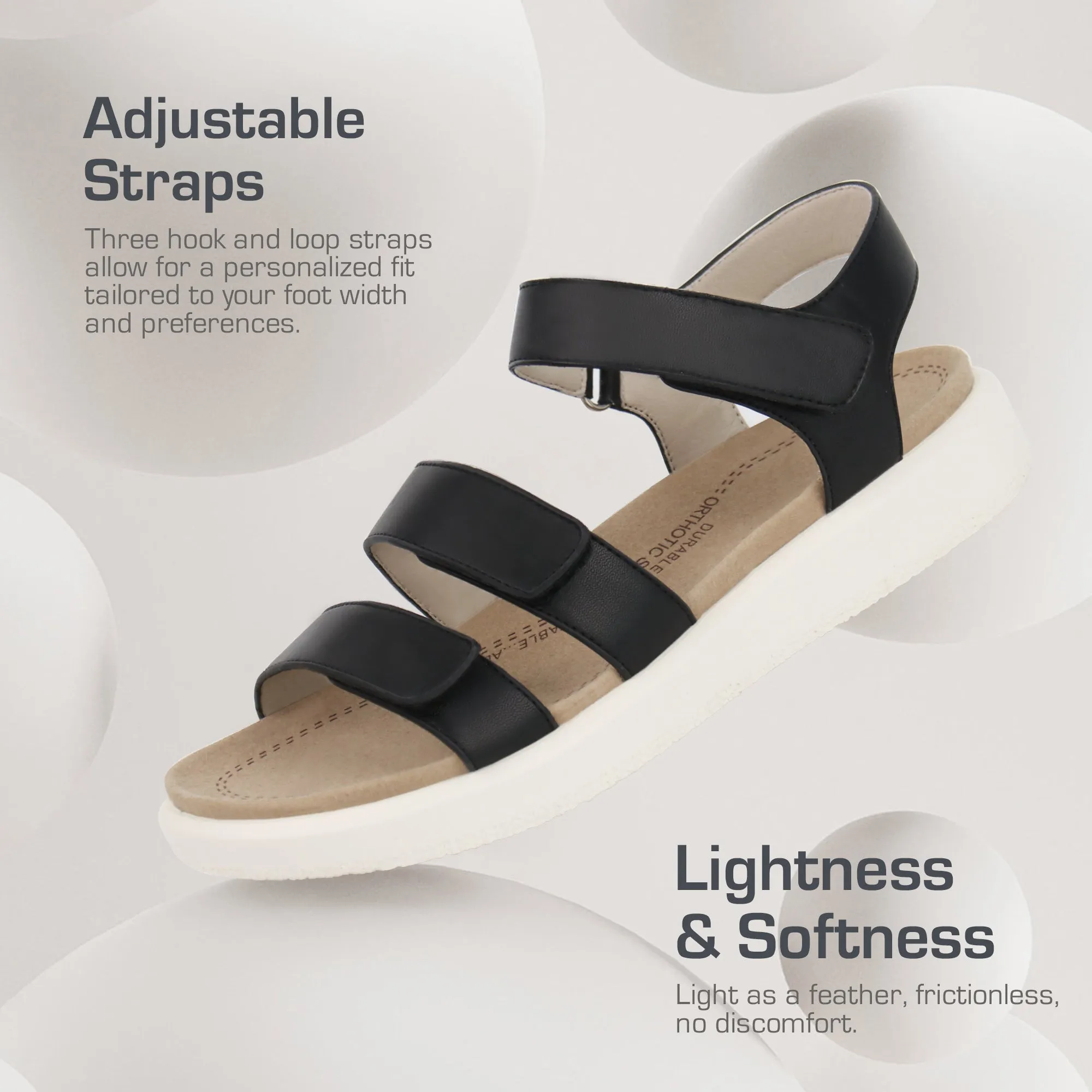 Black Arch Support Sandals-Kitty Floral Sandals