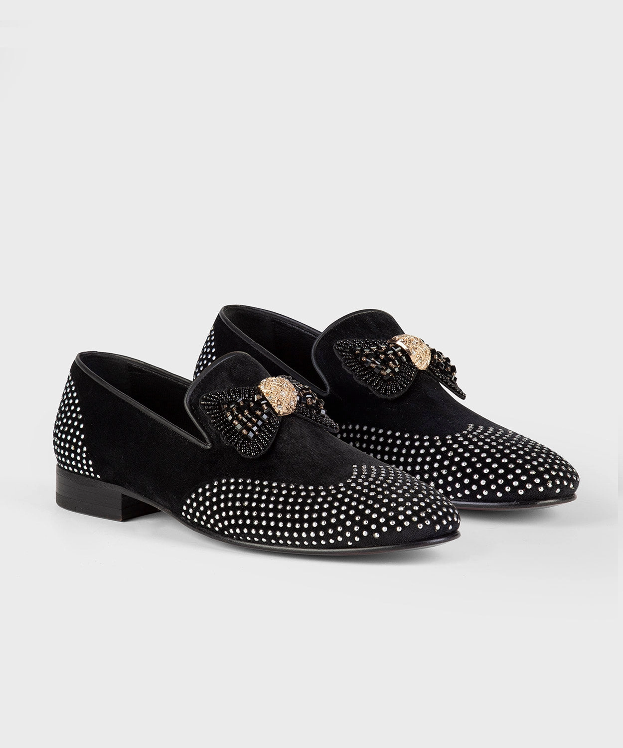 Loafers Embroidered Black And White Stones