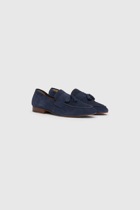 Blue Suede Tassle Loafer Socks With Loafers