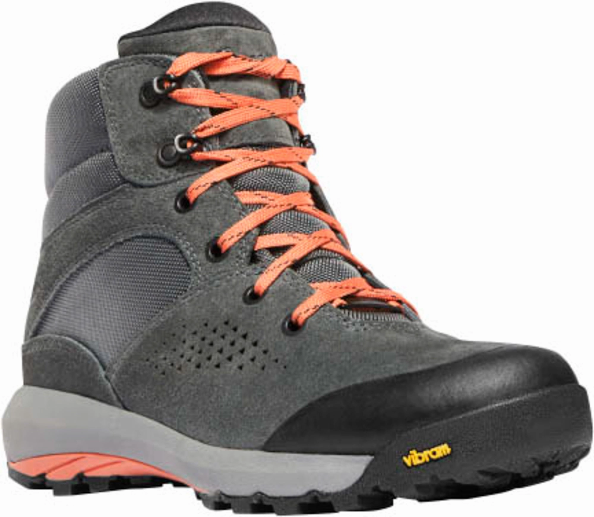 Best River Hiking Shoes Danner Inquire Mid Womens Dark Gray/Salmon Suede 5in WP Hiking Boots