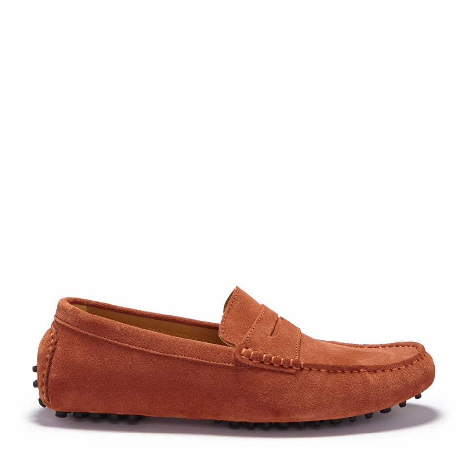 Penny Driving Loafers, rust suede Crazy Horse Leather Loafers
