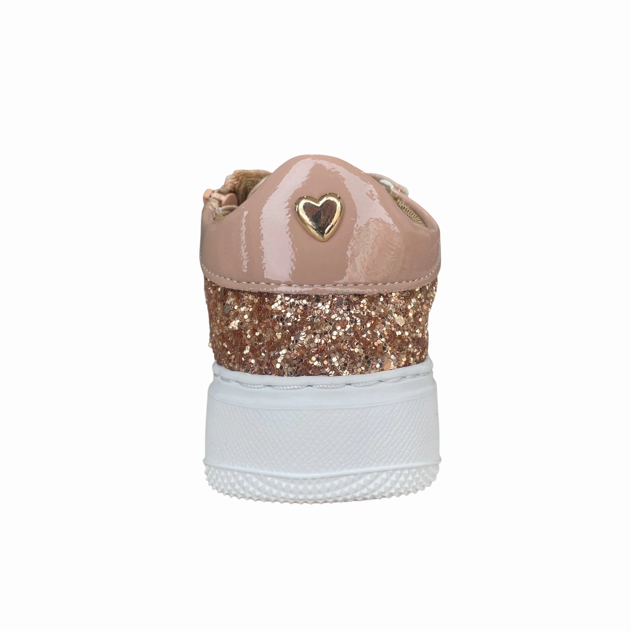 Best Gym Sneakers CafNoir scarpa sneakers da bambina con laccio e zip laterale e glitter c2610 rosa-oro